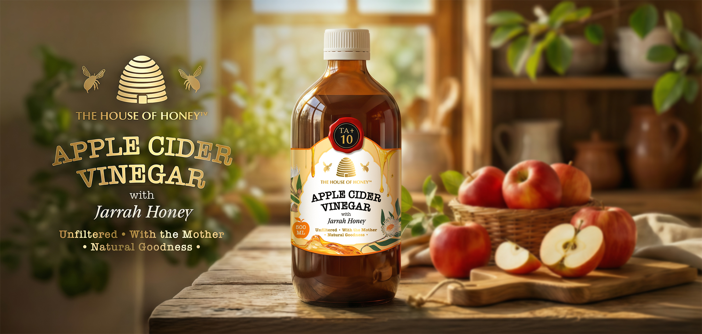 Apple cider vinegar label design by Thirsty Fox