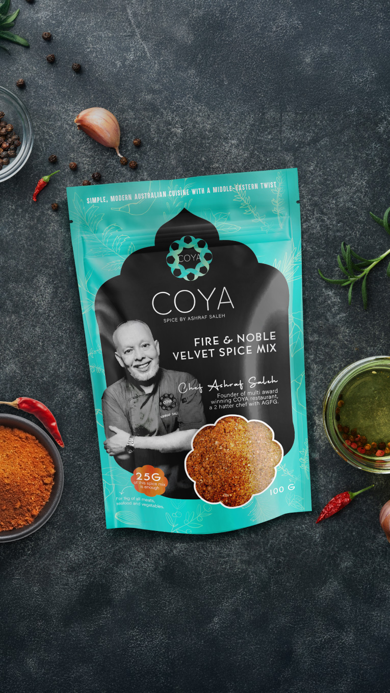 COYA Sydney Spices Packaging Design: Chef Ashraf Saleh’s Signature Range