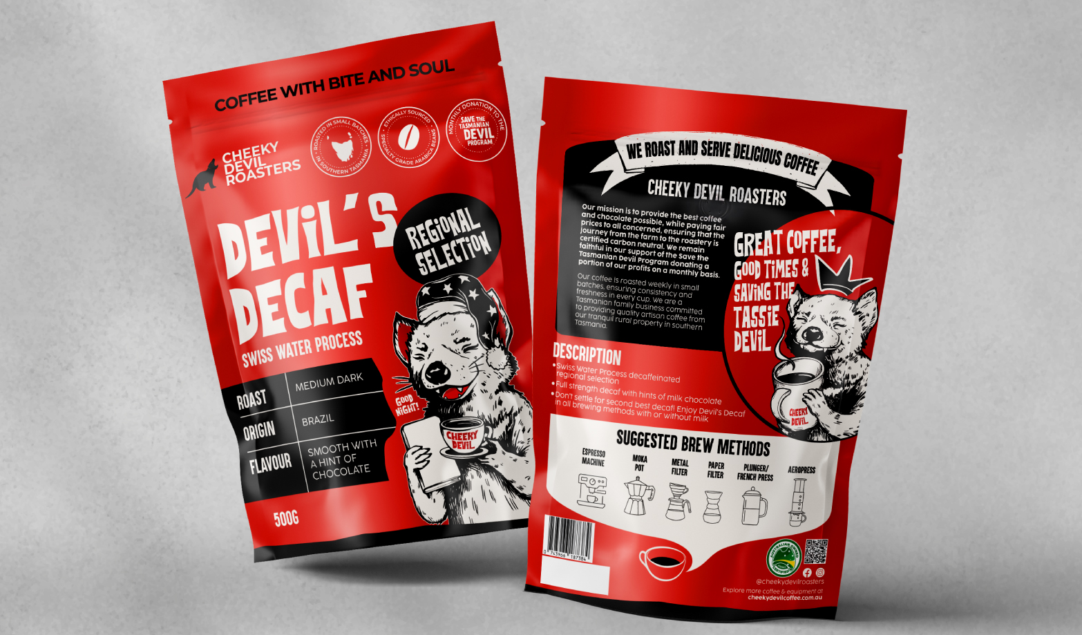 Cheeky Devil Coffee Roaster Rebrand: Bold Packaging Makeover
