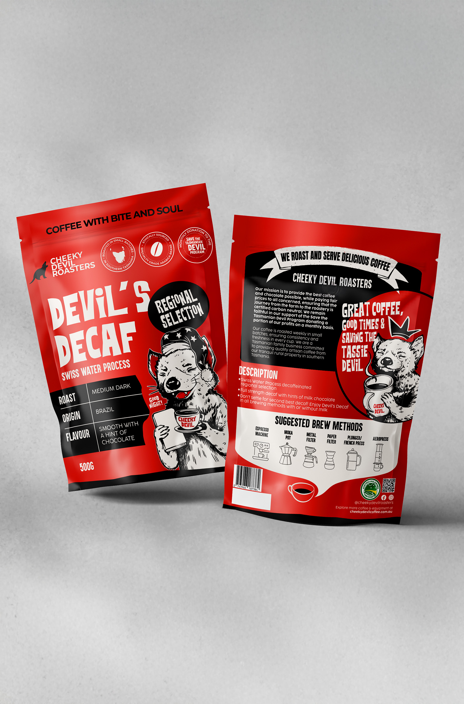 Cheeky devil roasters coffee packaging design by thirsty fox