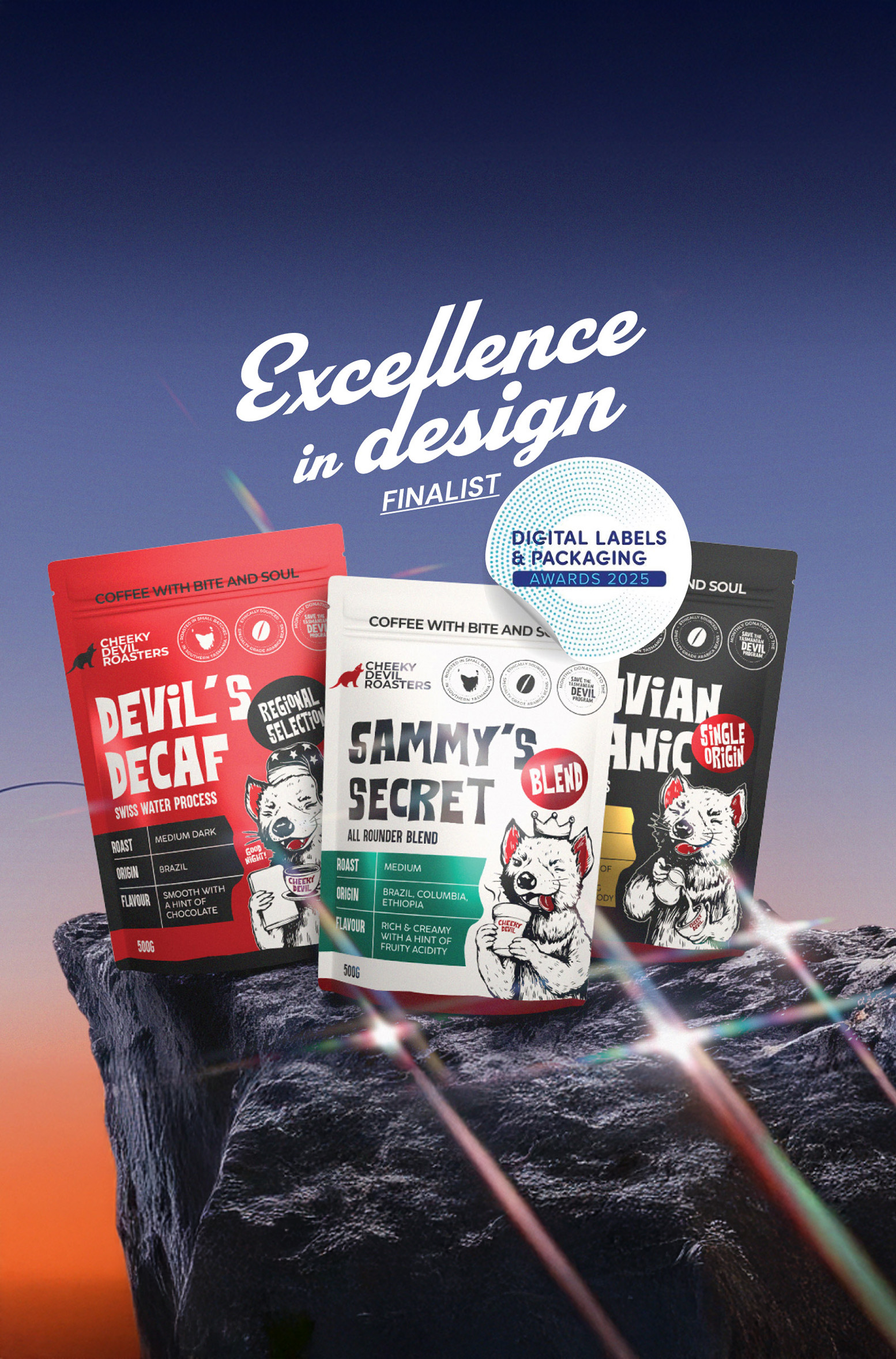 Cheeky devil roasters coffee packaging design by thirsty fox
