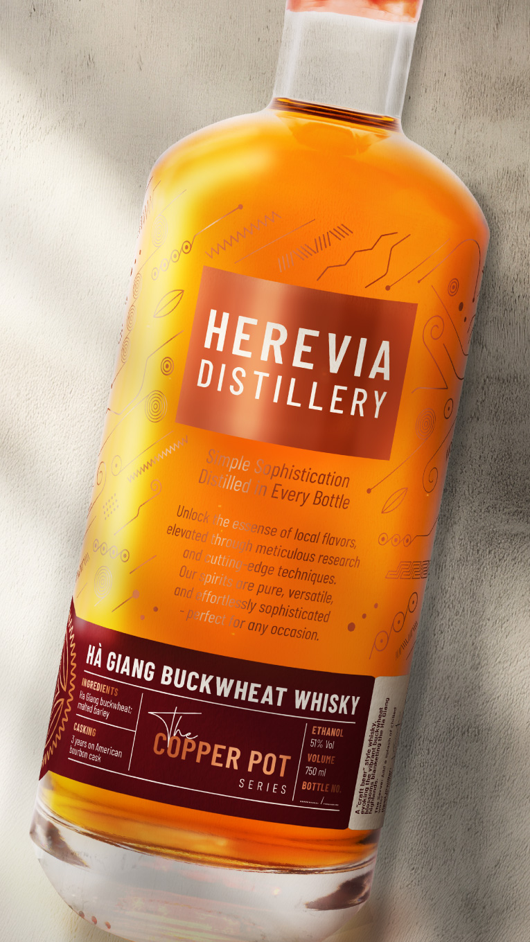 Herevia Distillery Gin and Vodka Label Redesign