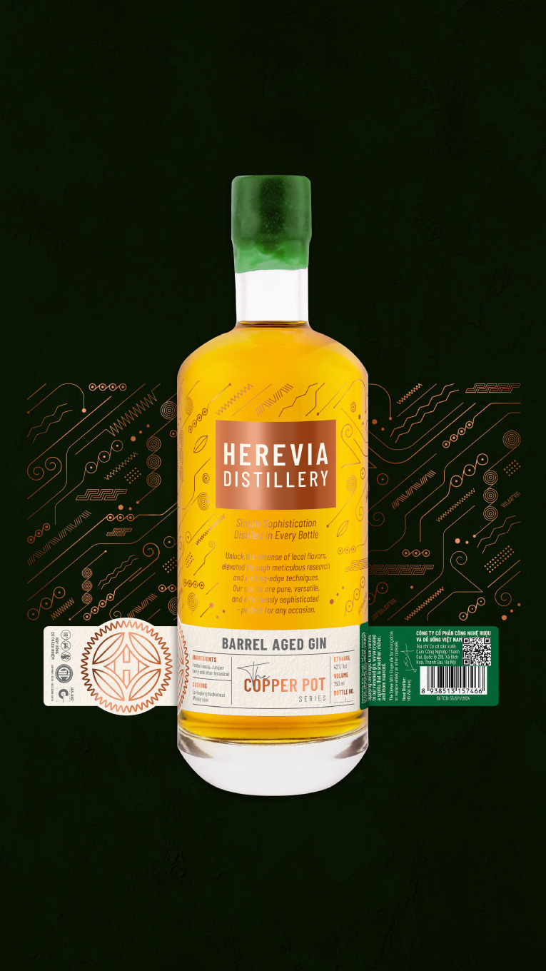 Herevia Distillery Gin and Vodka Label Redesign