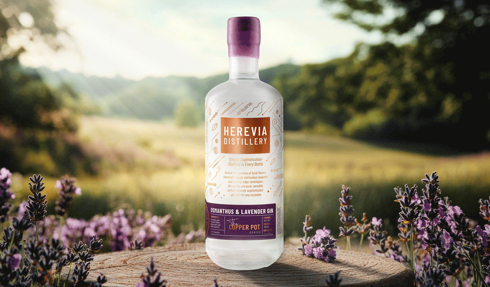 Herevia Distillery Gin and Vodka Label Redesign