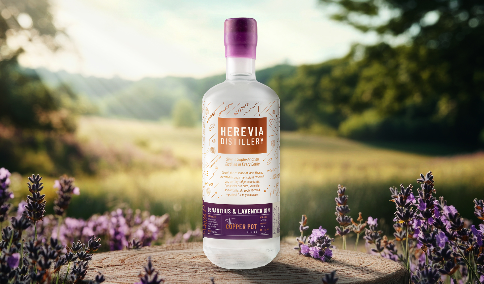 Herevia Distillery Gin and Vodka Label Redesign