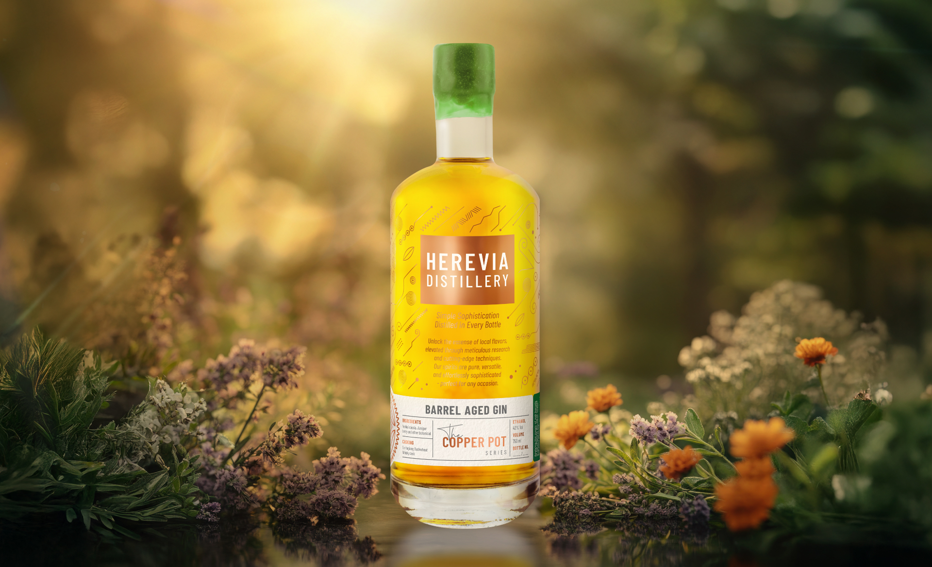Herevia Distillery Gin and Vodka Label Redesign