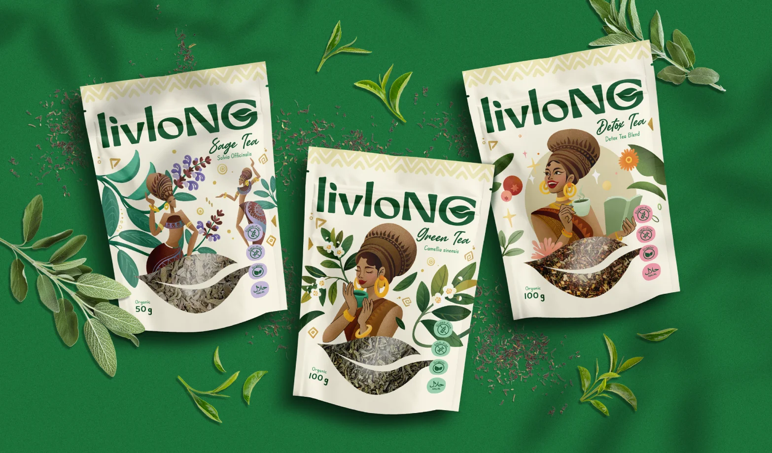 livloNG Herbal Tea Packaging Design: Tea that Carries the Spirits of Africa