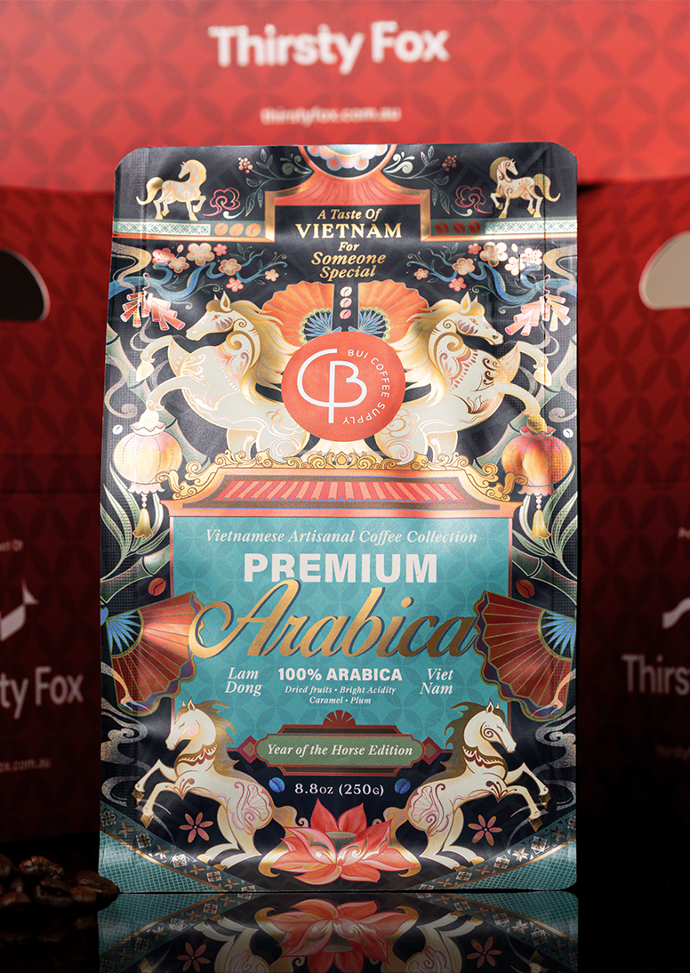 Vietnam-inspired coffee packging design by thirsty fox