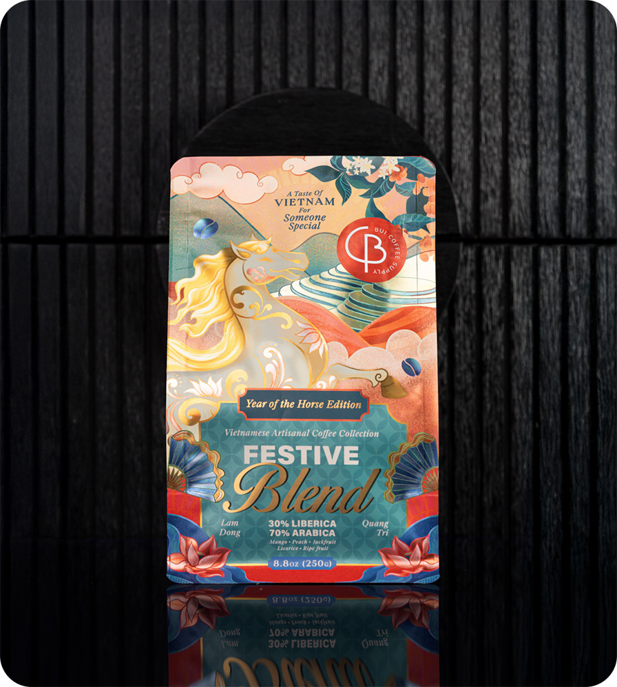 Premium blend coffee packaging design by thirsty fox and Bui Coffee Supply