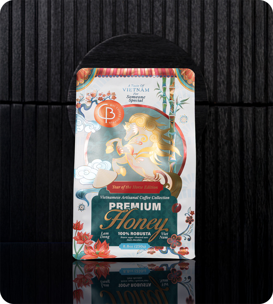 Premium honey coffee packaging design by thirsty fox and Bui Coffee Supply