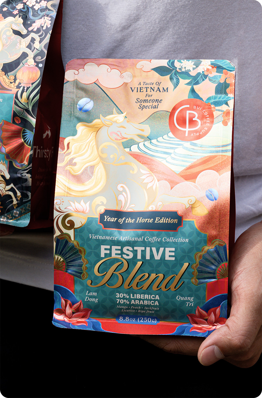 Premium Blend coffee packaging design by thirsty fox and Bui Coffee Supply