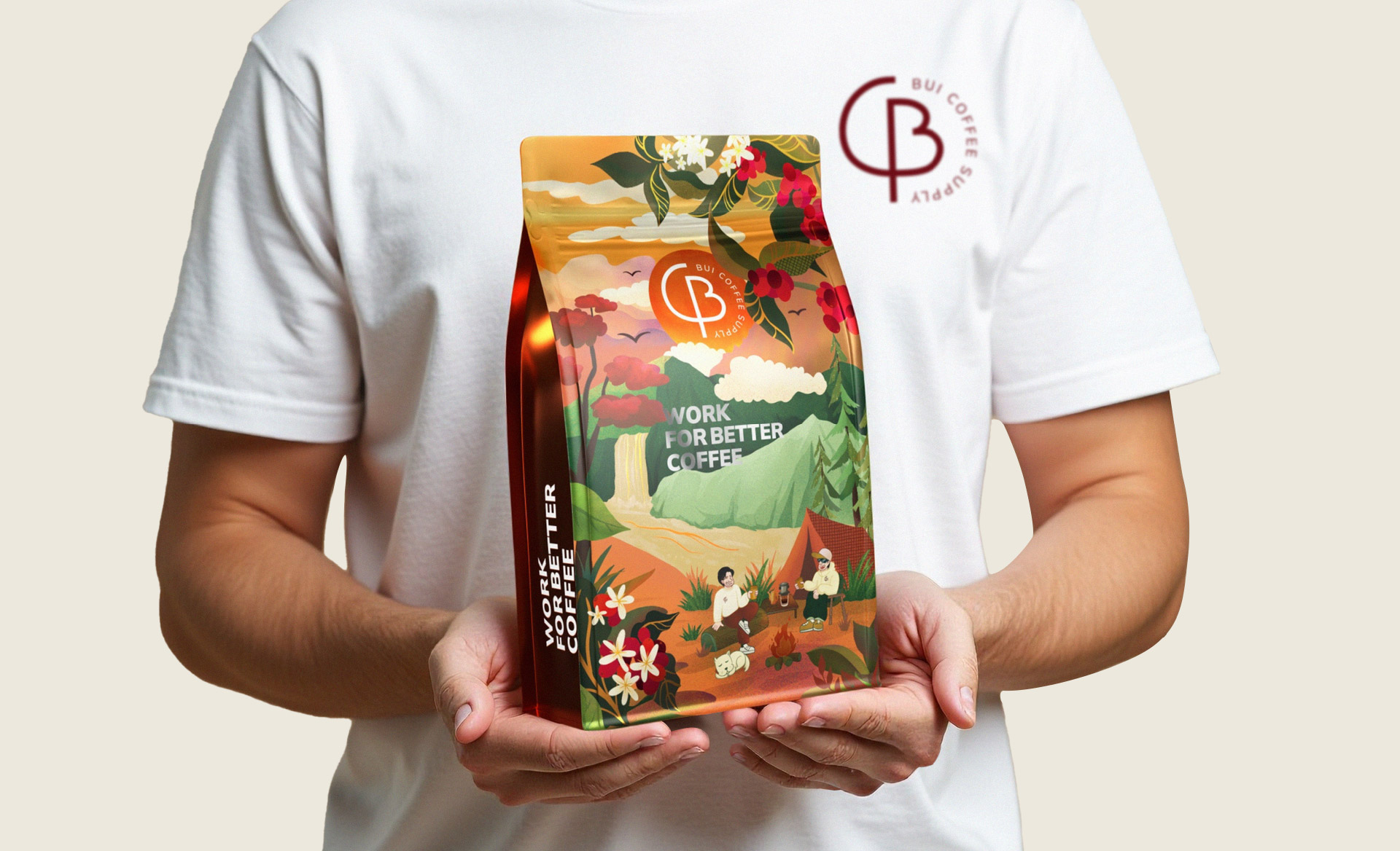 Bui Coffee Supply coffee packaging illustration design by Thirsy Fox