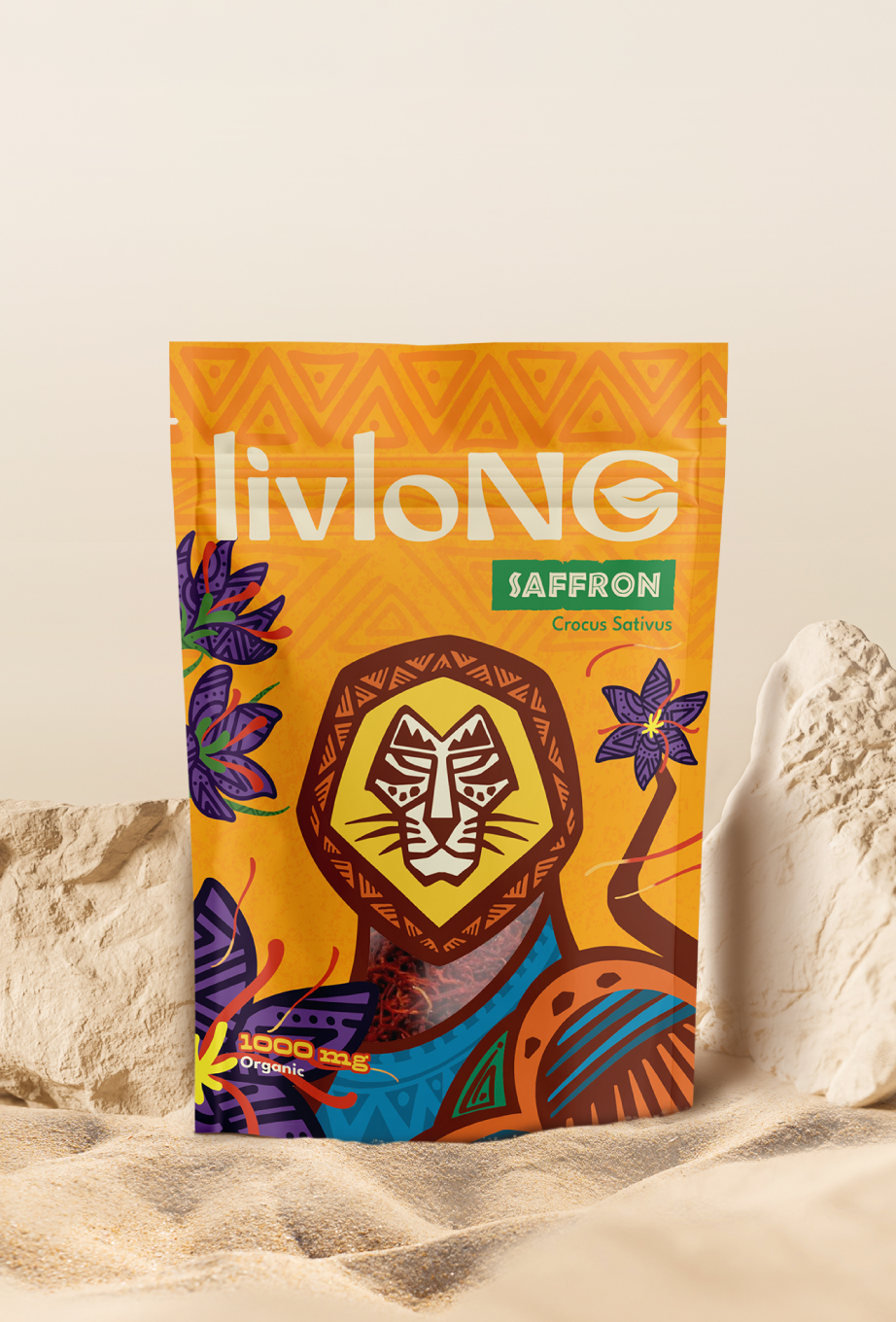 Premium saffron tea packaging design by thirsty fox