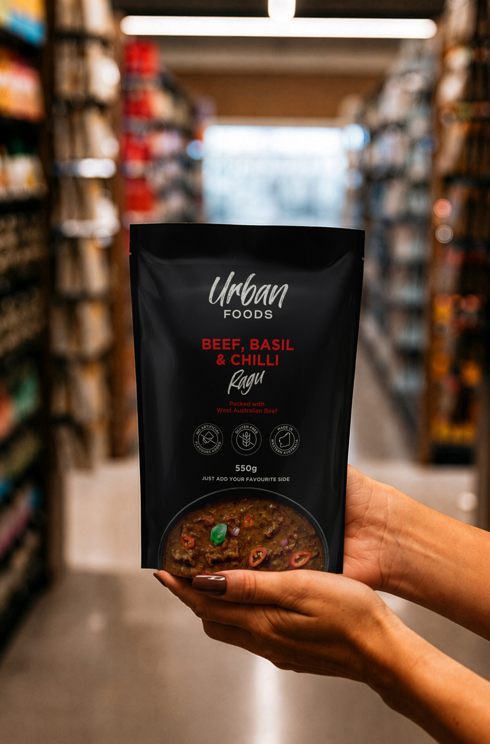 UrbanFoods soup and simmer sauce packaging design by Thirsty Fox for a food brand in Western Australia